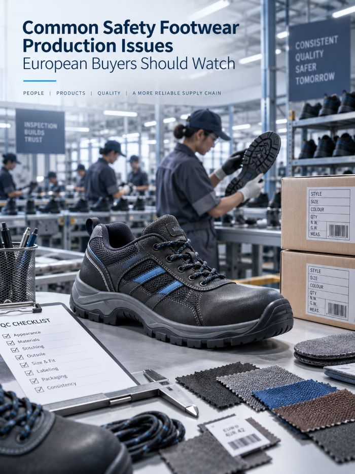 Problemas comunes en la producción de calzado de seguridad que los compradores europeos deben tener en cuenta.